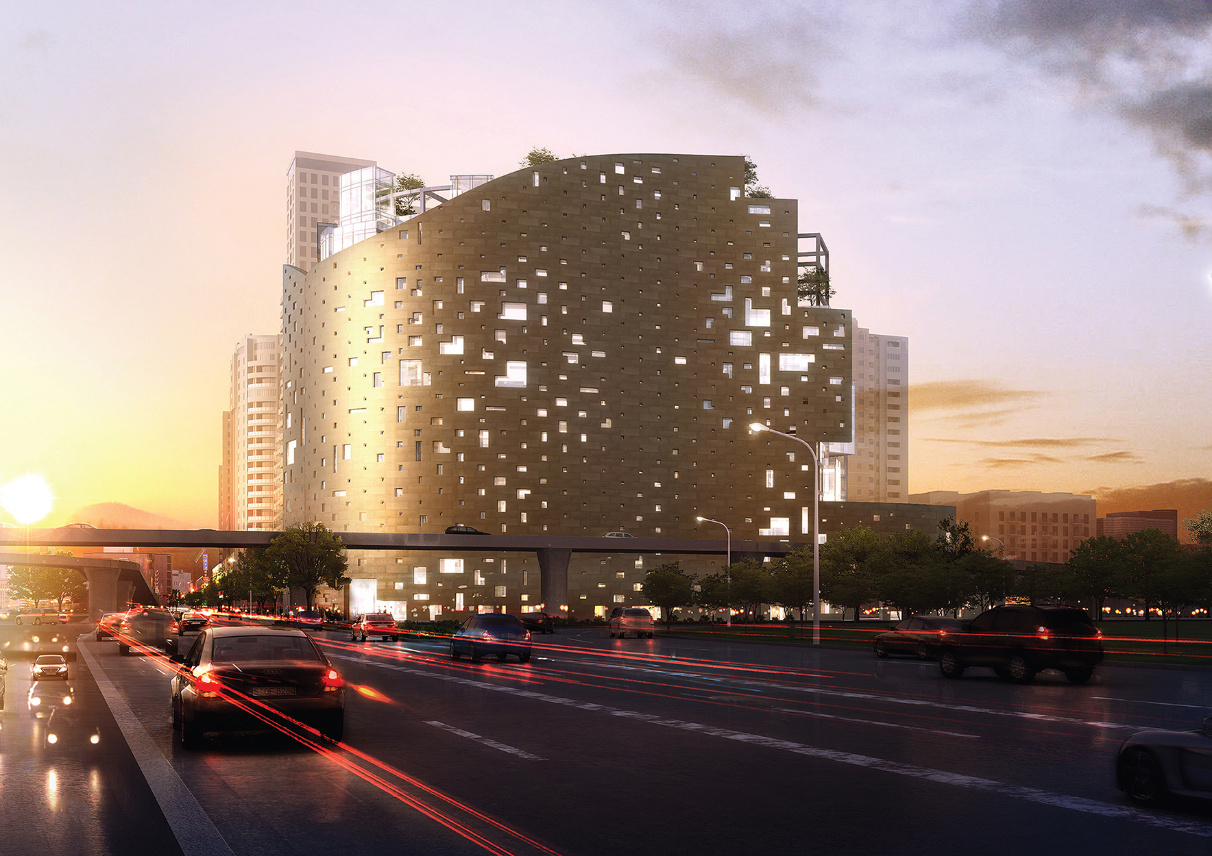 1 baku at dusk from highway