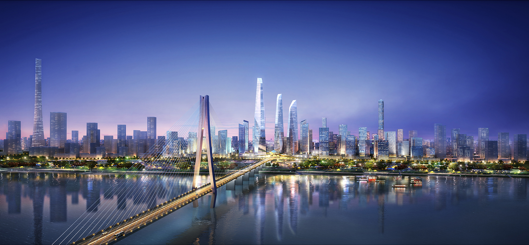 Wuhan bridgehead cbd from bridge