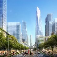 Wuhan bridgehead cbd typical street view